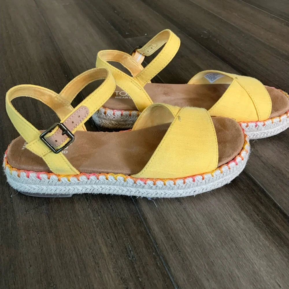 TOMS Yellow and Orange Espadrille Sandals - Picture 2 of 5